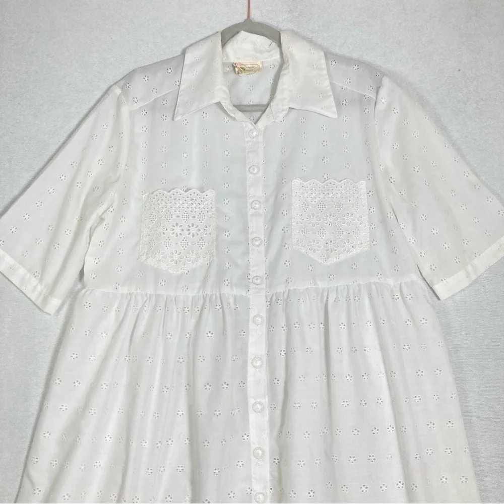 Vintage Bonnie Srauss  Maxi Dress Women's  Embroidered Size 10 White - Picture 2 of 16